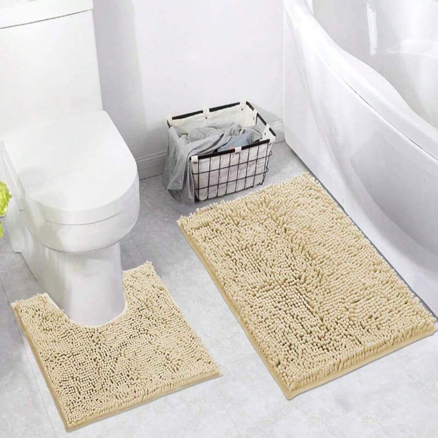 1pc Simple & Soft & Skin-Friendly Chenille Bathroom Anti-Slip Mat, Also Suitable For Room Decoration Home Bathroom Decor Bath Rug Floor Carpet Outdoor Rug Door Mat Fall Decor Bathroom Accessories Back To School Entryway Decor