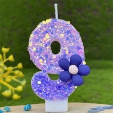 3 件/套闪闪发光的紫色花朵数字蜡烛、生日蛋糕蜡烛装饰、派对蜡烛装饰、0-9 岁数字蜡烛、氛围生日蜡烛、美丽而有创意的数字蜡烛、惊喜派对蛋糕装饰，适用于派对、婚礼、生日晚宴和餐厅氛围装饰、房间装饰、礼物、生日装饰、生日快乐、蛋糕蜡烛、房间装饰 - 多色 - 查看 19