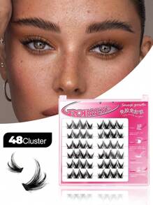 GROINNEYA 6 排 48 簇 C 卷自粘睫毛无需胶水无需卸妆 DIY 睫毛延长自然纤细睫毛簇化妆 (MJ07) - C - 查看 2