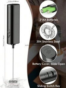 AOYI 1 pieza Batidor de mano portátil y mini para café y leche que funciona con batería AA