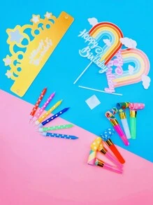 1 套生日快乐帽子、蛋糕装饰、生日蜡烛彩色蜡烛套装，适合生日、新年派对庆祝 - 彩色 - 查看 2