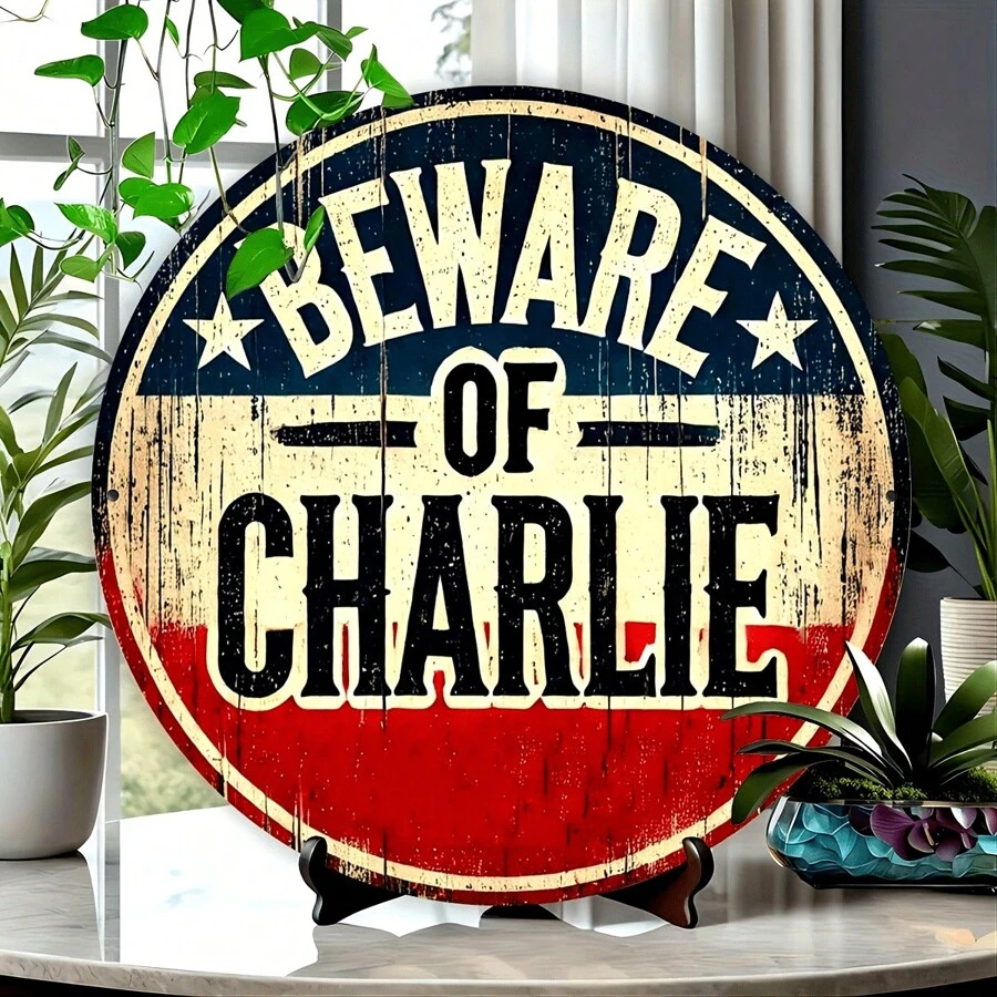 复古 Charlie 金属锡标牌 - 仿古复古墙面艺术，适合家庭、酒吧、咖啡厅和餐厅装饰 - 具有独特设计和怀旧魅力的经典收藏品 - 混色 - 查看 1