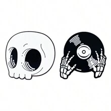 2 chiếc trâm cài áo hợp kim tráng men hình đầu lâu và đĩa than, dùng cho quần áo và túi xách, phụ kiện quà tặng tốt nhất - Nhiều màu - Xem 5