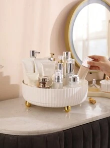 Multifunctional Rotatable Cosmetic Storage Box, 1pc Large Capacity Makeup Organizer, Desk Organizer Fits Face Moisturizer, Perfume, Facial Cleanser, Storage Bucket For Countertop Vanity, Kitchen And Bathroom, Gift For Women And Girls-White,Room,Home,Bedroom,Bathroom,House,Pink Room,Living Room Decor,Travel Stuff,Gift Bag,Gifts For Mom,Dad,Men,Friends,Teacher,Birthday,Wedding,Desk,Shelves,Accessories,Gift Boxes,Funny Gift,Storage ,Jewellery Box,Pouch,Makeup Brush Holder,Brush Holder,Perfume Organiser,Pouch Bag,Room Decor - White - View 2