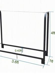 Anwick Firewood Rack Stand 4ft Heavy Duty Logs Holder For Outdoor Indoor Fireplace Metal Wood Pile Storage Stacker Organizer, Matte Black - 黑色 - 查看 4