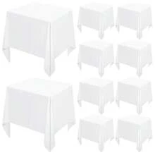 REWOMC 10 Pack Square Tablecloths 52 X 52 Inch,  Polyester Table Cover For Square Table, Stain And Wrinkle Resistant Washable Fabric Table Cloth, Polyester Tablecloth For Restaurant Banquet Party Multiple Colors,Weddings Graduation Season Outdoor Events Entertain Guests - 白色 - 查看 1