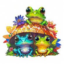青蛙兄弟木制拼图，豪华纸板盒，不对称动物形状木制拼图玩具，独特的成人减压礼物，装饰性墙壁艺术，节日礼物，派对游戏 - 彩色 - 查看 5