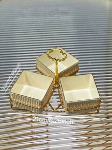 1 Set Snack Plate With 1 Set Base, Used For Storing Snacks, Candies And Cookies,Kitchen,Christmas Gift - Milky White - View 15