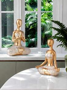 1pc Modern Luxury Nordic Style Resin Yoga Girl Decoration, Abstract Sculpture Statue, Suitable For All Room Types, Can Be Used Indoors And Outdoors - No Electricity Required Best Gifts Birthday Graduation - Multicolor - View 5