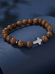 1 conjunto de 2 peças de design de estilo de rua, turquesa branca e pedra de lava, contas de astronauta e gota de cruz oca, kit de pulseira de cor contrastante de óleo para casais e presente de festival, Natal, Ano Novo, Dia dos Namorados, presente de feriado