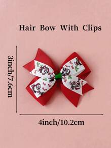 2 件 4 英寸圣诞圣诞老人发饰，适合女孩，时尚儿童女孩发饰，带发夹，适合圣诞节派对学校 - A - 查看 9