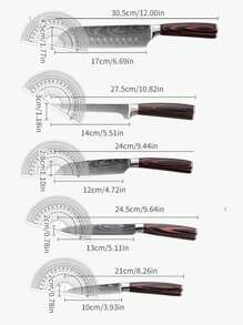 1pc/10pcs High-Carbon Stainless Steel Damascus Pattern Chef Knife Set, Western Style Cooking Utility Knives - Multicolor - View 3