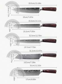 1pc/10pcs High-Carbon Stainless Steel Damascus Pattern Chef Knife Set, Western Style Cooking Utility Knives - Multicolor - View 2