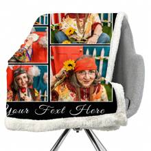 个性化定制照片和文字，家庭或情侣，厚羊毛毯，柔软温暖的午睡毯，适用于沙发、办公室床、露营旅行、多用途节日礼物毯 - 彩色 - 查看 5