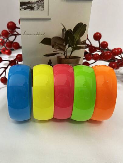 1 件超大亚克力手链，鲜艳多彩夸张设计，果冻状夏季时尚手镯，适合女性日常佩戴和节日