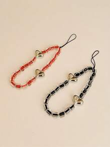 1 件水晶心形立方体手机壳挂绳，迪斯科舞蹈风格，复古魅力钱包包背包汽车挂饰，适合女性和女孩，送给朋友、亲戚、恋人的礼物 - 紅色 - 查看 1