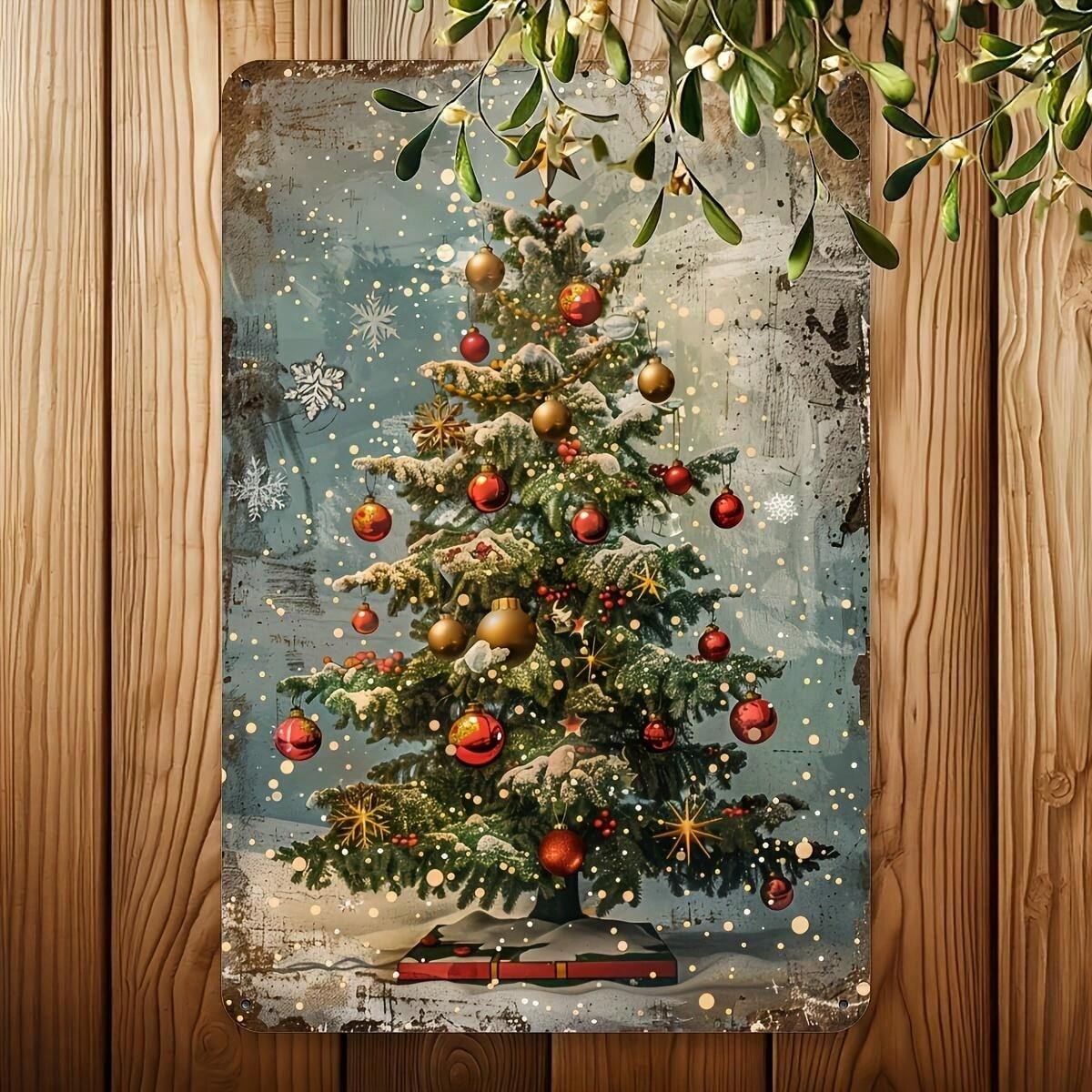 8x12 Inch Vintage Christmas Tree Metal Tin Sign Rust And Waterproof
