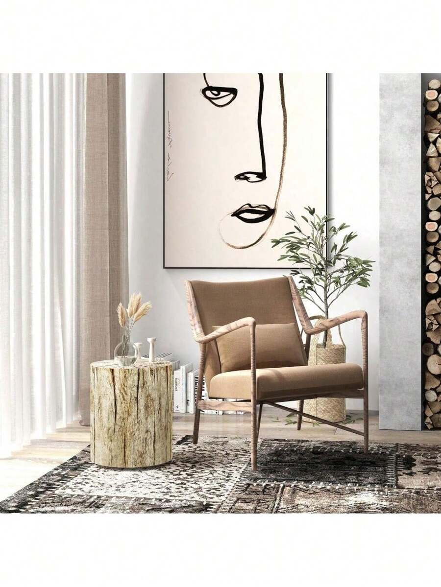 Tree Stump Stool, Decorative Side Table With Round Tabletop