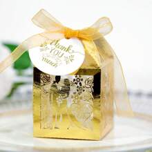 5 件优质包装镂空新郎新娘玫瑰糖果盒、生日礼盒、朋友礼盒、同学礼盒用于婚礼、情人节洗礼派对等用品 - 彩色 - 查看 6