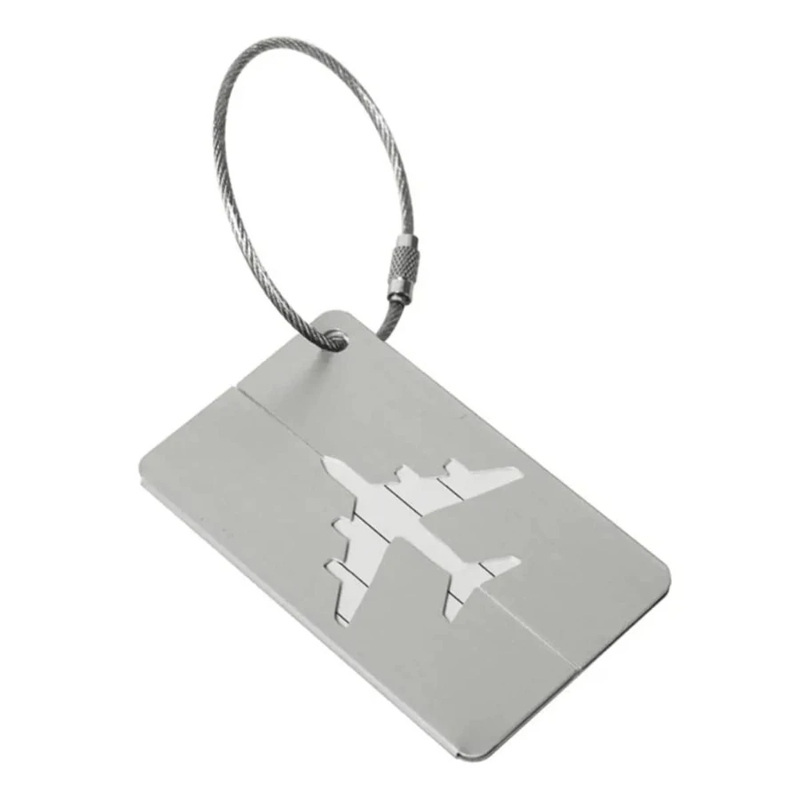 Luggage Tag Identifier Luggage Label Aluminum Steel Cable - Xám - Xem 1