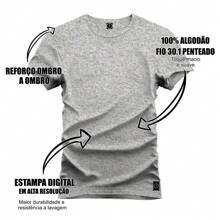 Premium Printed Cotton T-Shirt Unisex Fuck Off - 灰色 - 查看 2