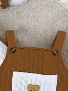 春秋季男婴字母图案长袖休闲连体衣配背带裤套装 - 彩色 - 查看 7