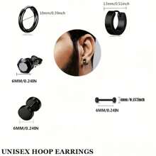 5 对耳环 不锈钢朋克时尚流行风格耳饰 适合日常佩戴