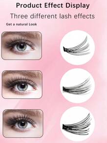 3pcs/Pack 60pcs/Pack C Curl 0.07mm Mixed Length Pre-Fanned Mink Eyelash Extensions, Soft Curl, Eye Enlarging, Portable For Home Or Outdoor Use, Suitable For Parties, Gatherings & Makeup Lash Clusters,Eye Lash Clusters,Individual Eyelashes,Lashes,Fake Lashes - Black - View 5