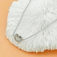 1 chiếc vòng cổ thép không gỉ hình trái tim thắt nút thời trang - vòng cổ - Xem 5