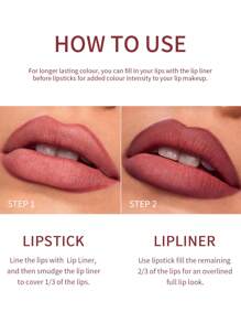 Ushas, 1 Set, Lápices labiales mate nude de larga duración con delineador de labios - Resistente al agua, 12 tonos, cosméticos esenciales para uso diario, para todo tipo de piel - Cuidado de labios de larga duración, hidratante y nutritivo para mujeres