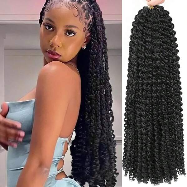 1/4/7 Packs 22inch Passion Twist Hair Water Wave Braiding Hair For Butterfly Style Crochet Braids Bohemian Hair Extensions, 1B