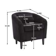 Living Room Accent Barrel Chair, Century Modern Style Decorative Chair, Armchair For Living Room With Thick Cushions And Pillows, Comfy Single Sofa Chair, Chair With Wooden Legs - Black - View 2