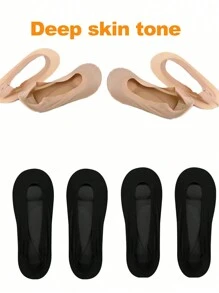 1 双/4 双女式隐形 3D 加厚尼龙袜，带泡沫垫、足弓支撑、硅胶抓地力、3D 弹性隐形跑步鞋垫 - 彩色 - 查看 18