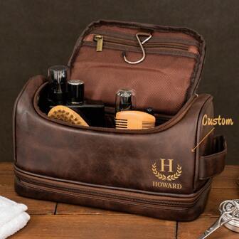Personalized Men's Leather Toiletry Bag, Dopp Kit Men's Leather Accessory, Groomsmen Gifts, Anniversary Gift For Him, Christmas Gift For Men Letter Portable, Multifunction Customized Personalized Gifts For Women, Crossbody Bag/Cross Body, Travel Bag, Shoulder Tote Bag Ideal Gifts For Him Girlfriend, Family, Friends, Women, Rookies & White-Collar Workers For Anniversaries, For Birthdays, For Holiday/ Vacation, For School, For Business/Commute/Work/Office,School Supplies,Back To School,School Gift,For Office,For School,For Classroom,For Teacher Gifts,For University,For Colleague,For Dorm Rooms,For Teacher,For Boys And Girls,For Teenagers,Junior High School Students,Middle School Students,High School Senior High School Students,College Students,University Students,Freshman,Sophomore,Underclassmen