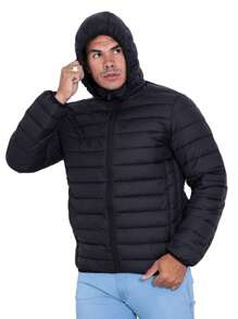 Men's Black Puffer Jacket Bobojaco Black Fashion Men's Coat With Hood - màu đen - Xem 5