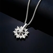 1 件装不锈钢锁骨链配圣诞雪花吊坠项链女士 - 彩色 - 查看 2