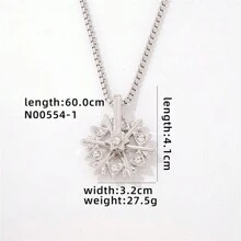 1 件装不锈钢锁骨链配圣诞雪花吊坠项链女士 - 彩色 - 查看 5