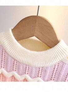 Young Girl Rainbow Stripe Sweater, Round Neck Long Sleeve Knit Pullover, Autumn/Winter