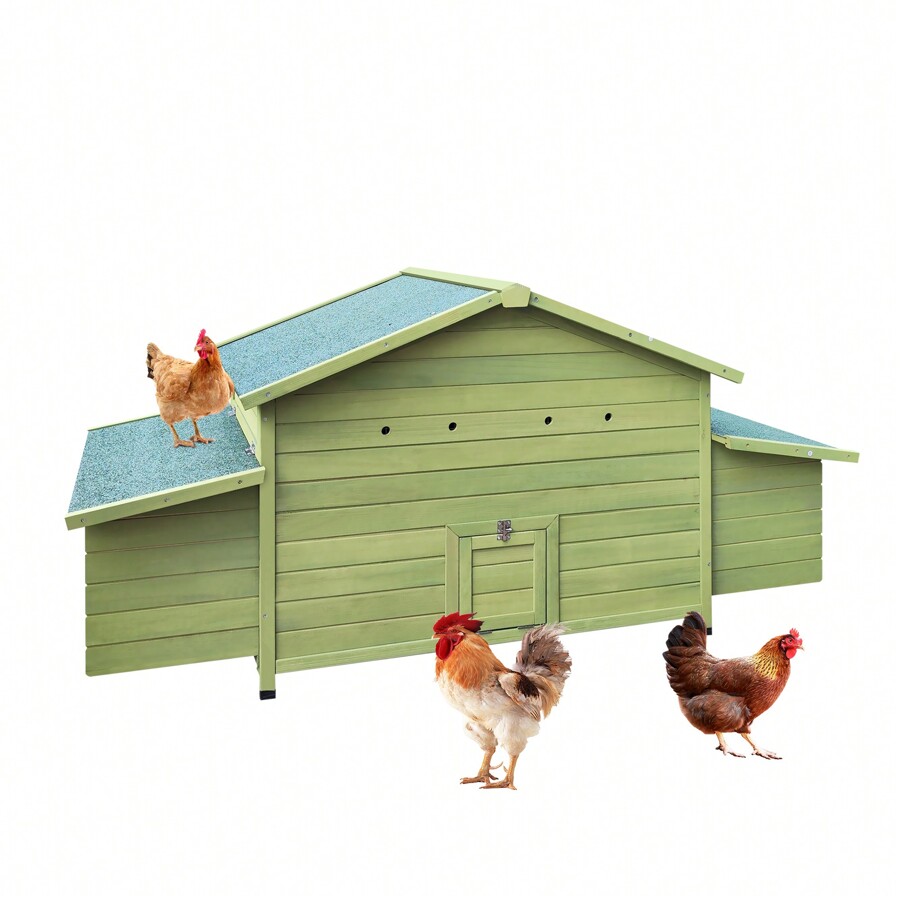 Spacious Outdoor Wooden Chicken Coop With Dual Nesting Boxes And Free