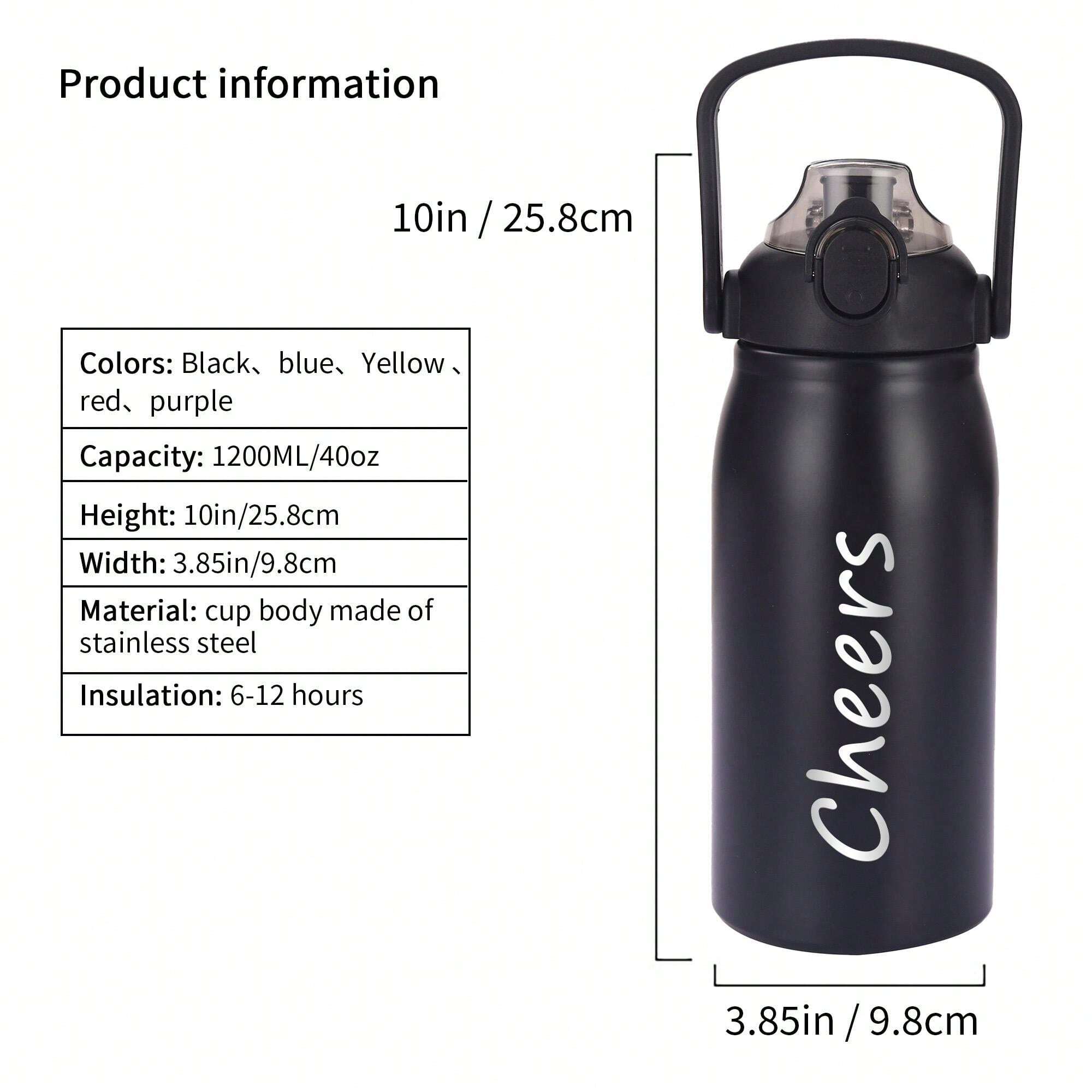 Personalized Laser Text Insulated Bounce Cup, Double Wall With Straw