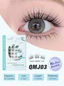 yelix 42 簇 C/J 卷曲无需胶水睫毛延长手工嫁接单根假睫毛自然外观纤细睫毛礼物送给女士和女孩睫毛簇、睫毛簇、单根睫毛、睫毛、假睫毛 - C - 查看 11