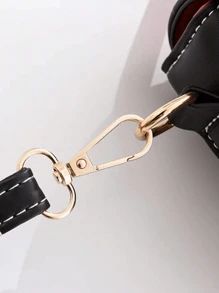 Túi xách vuông trang trí bằng kim loại có nắp màu khối Túi đeo vai nữ Túi đeo vai có khóa cài Túi đeo chéo mini cho nữ và túi xách Ví da PU có nắp - Nhiều màu - Xem 8