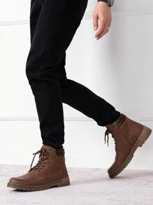 SHOESMORE Men's Hiking Non-Slip Brown Boots Casual Boots Fashionable Zipper Chukka Boots - AMY8118A-nâu - Xem 6