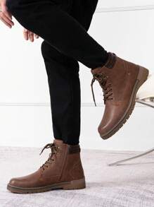 SHOESMORE Men's Hiking Non-Slip Brown Boots Casual Boots Fashionable Zipper Chukka Boots - AMY8118A-nâu - Xem 8
