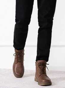 SHOESMORE Men's Hiking Non-Slip Brown Boots Casual Boots Fashionable Zipper Chukka Boots - AMY8118A-nâu - Xem 2