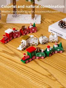 1 件圣诞火车装饰，木制圣诞火车装饰，节日家居装饰礼物 - 彩色 - 查看 8