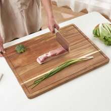 1 Stück Akazie Holz Schneidebrett - Doppelseitig, langanhaltend und Leicht zu Reinigen, Multifunktionales Schneidebrett Geeignet für Käse, Gemüse, Fleisch, Brot, Obst, Nüsse, Steaks, Sushi, für Zuhause, Küche, Restaurant, lebensmittelecht, Leicht zu Reinigen, Verwendbar auch für Camping Outdoor