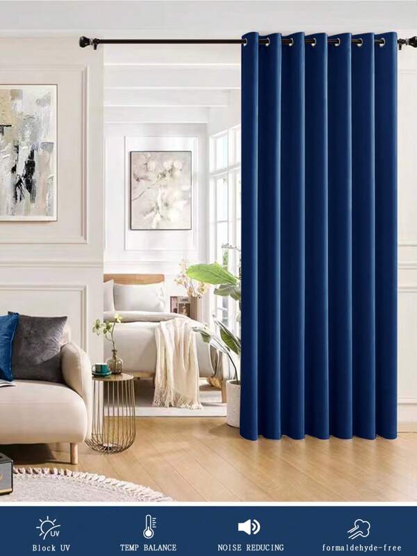 1pc Or 2pcs Optional, Quality Fabric Triple-Weave Solid Blackout Heat Insulating Curtain Panels With Grommets, Darkening Curtains For Bedroom, Living Room, Dining Room, Kitchen