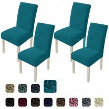 CYCMACO Fundas para Sillas con Respaldo 4/6 Piezas, Fundas para Sillas Elásticas, Fundas para Sillas Universales para Comedor Cocina, Extraíbles, Lavables, Fáciles de Limpiar y Duraderas - Verde Oscuro - Ver 2