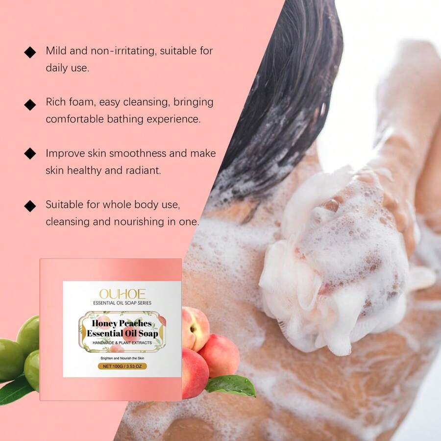 100g Peach Essential Oil Soap, Repairing, Degreasing, Whitening